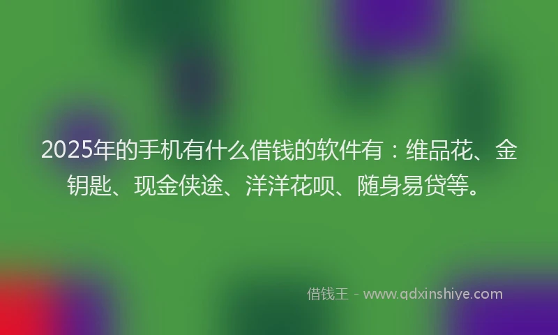 2025年的手机有什么借钱的软件有：维品花、金钥匙、现金侠途、洋洋花呗、随身易贷等。