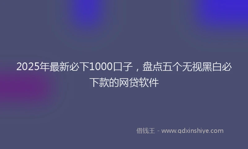 2025年最新必下1000口子，盘点五个无视黑白必下款的网贷软件