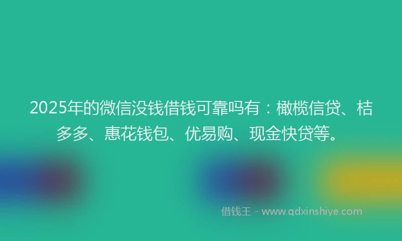 2025年的微信没钱借钱可靠吗有：橄榄信贷、桔多多、惠花钱包、优易购、现金快贷等。