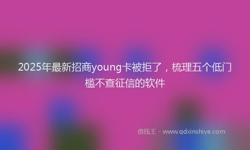 2025年最新招商young卡被拒了，梳理五个低门槛不查征信的软件