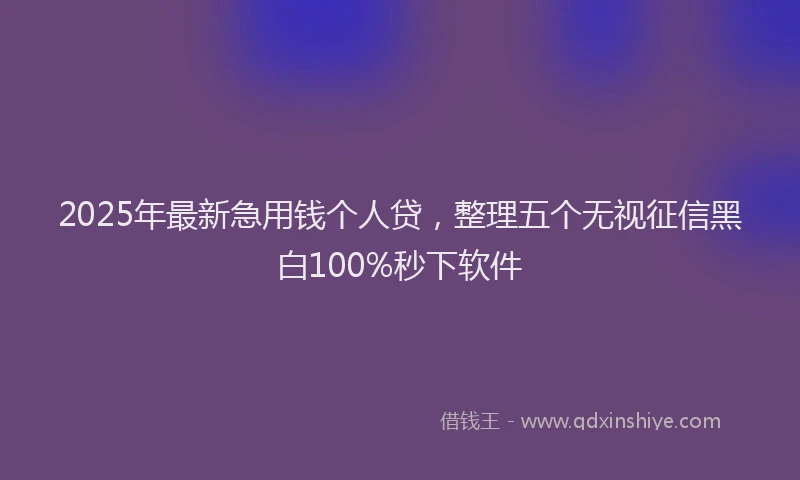 2025年最新急用钱个人贷，整理五个无视征信黑白100%秒下软件