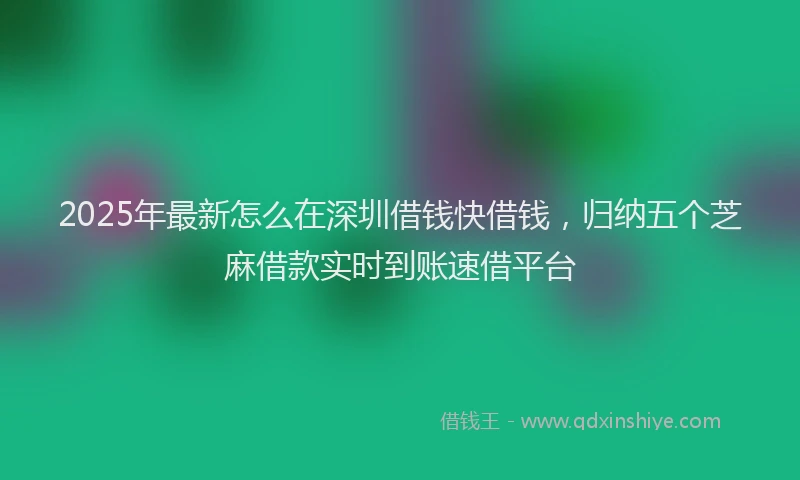2025年最新怎么在深圳借钱快借钱，归纳五个芝麻借款实时到账速借平台