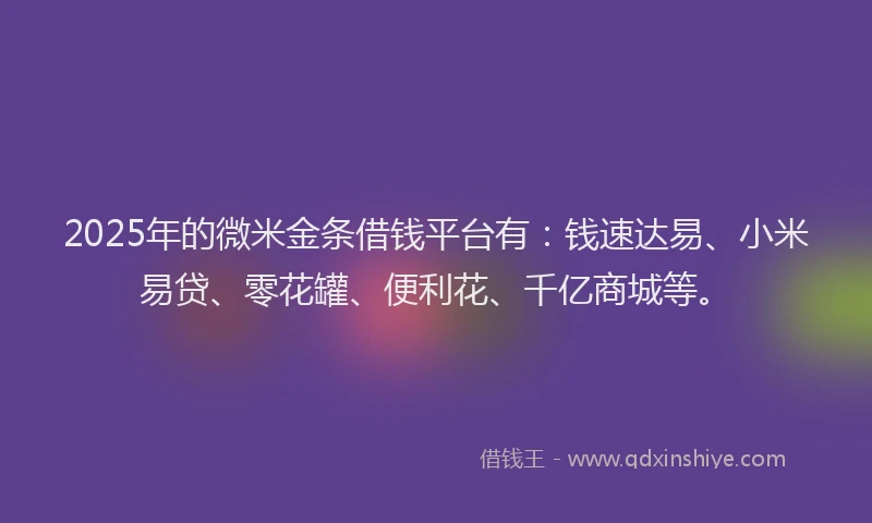 2025年的微米金条借钱平台有：钱速达易、小米易贷、零花罐、便利花、千亿商城等。