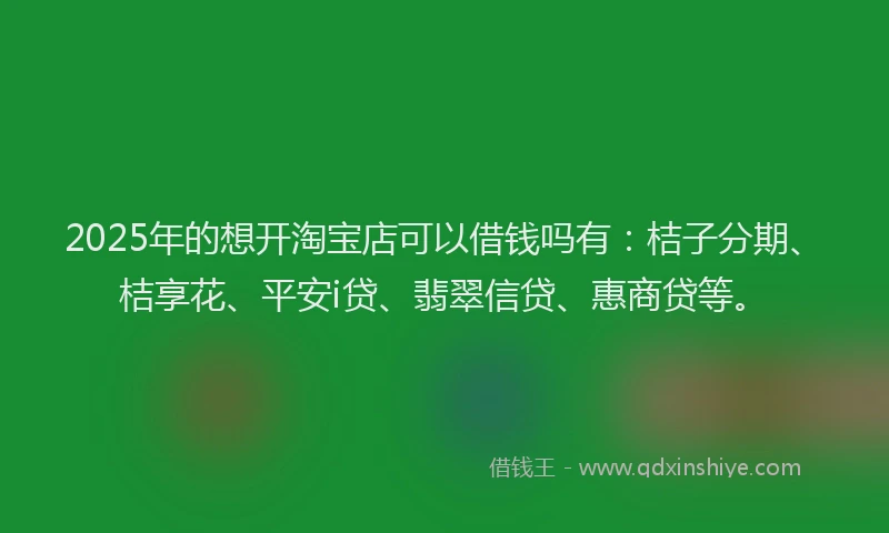 2025年的想开淘宝店可以借钱吗有：桔子分期、桔享花、平安i贷、翡翠信贷、惠商贷等。