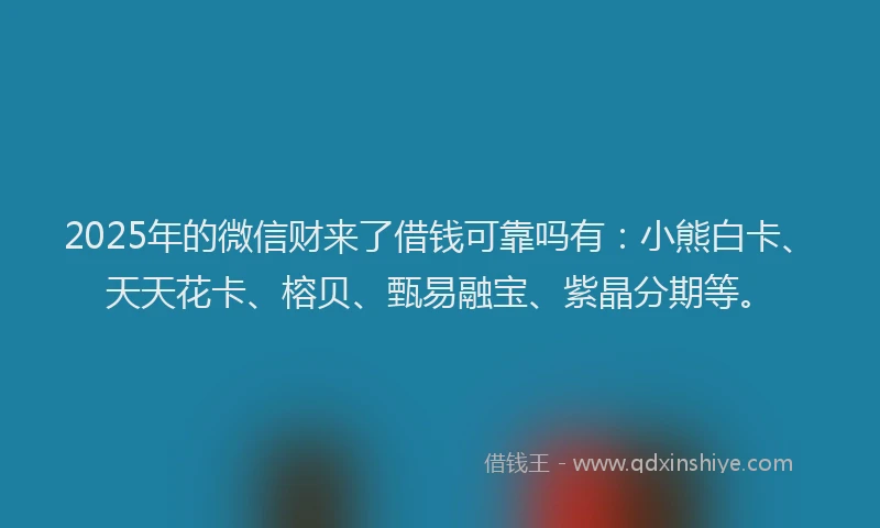 2025年的微信财来了借钱可靠吗有：小熊白卡、天天花卡、榕贝、甄易融宝、紫晶分期等。