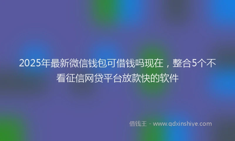 2025年最新微信钱包可借钱吗现在，整合5个不看征信网贷平台放款快的软件
