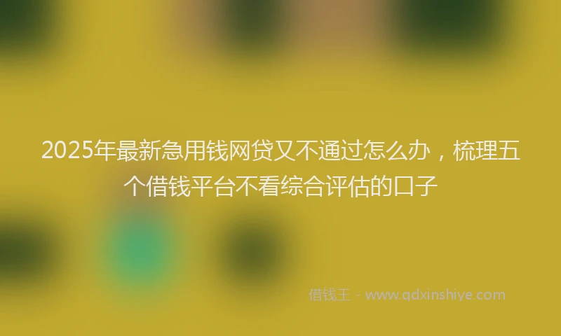 2025年最新急用钱网贷又不通过怎么办，梳理五个借钱平台不看综合评估的口子