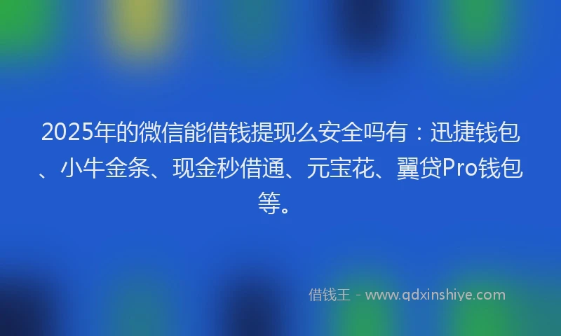 2025年的微信能借钱提现么安全吗有：迅捷钱包、小牛金条、现金秒借通、元宝花、翼贷Pro钱包等。