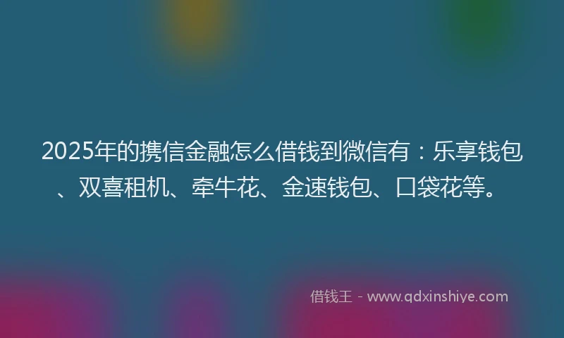 2025年的携信金融怎么借钱到微信有：乐享钱包、双喜租机、牵牛花、金速钱包、口袋花等。