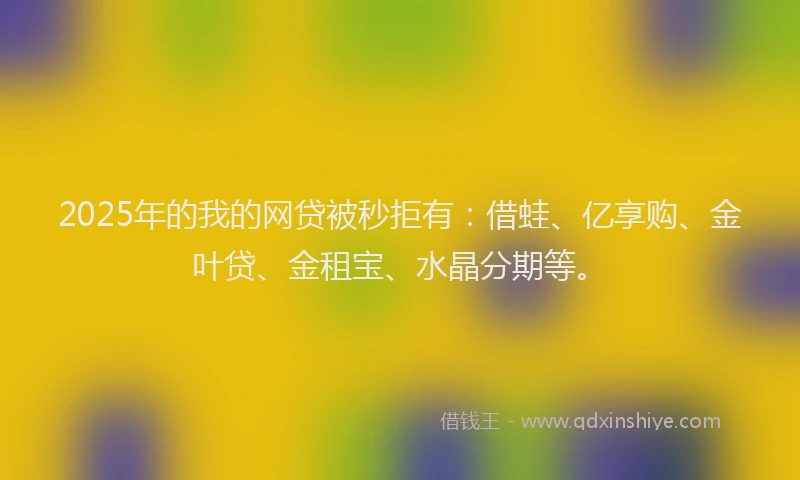 2025年的我的网贷被秒拒有：借蛙、亿享购、金叶贷、金租宝、水晶分期等。