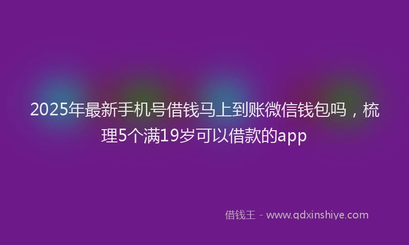 2025年最新手机号借钱马上到账微信钱包吗，梳理5个满19岁可以借款的app