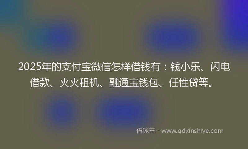 2025年的支付宝微信怎样借钱有：钱小乐、闪电借款、火火租机、融通宝钱包、任性贷等。