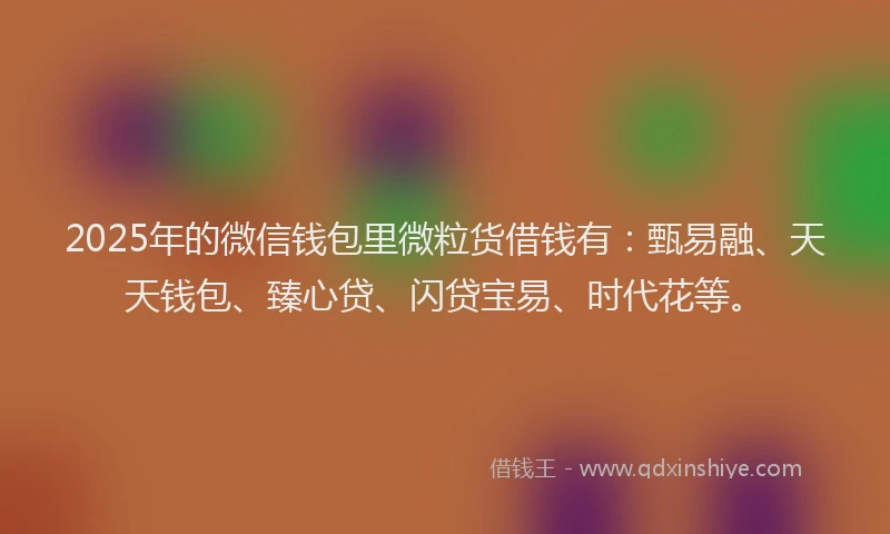 2025年的微信钱包里微粒货借钱有：甄易融、天天钱包、臻心贷、闪贷宝易、时代花等。