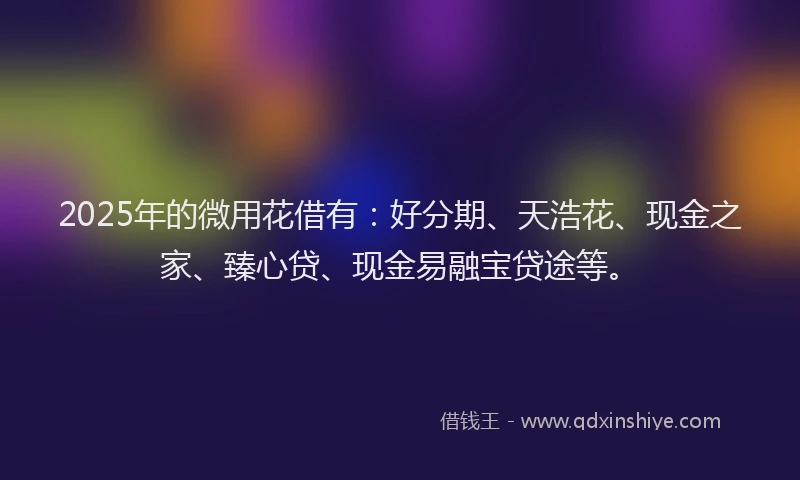 2025年的微用花借有：好分期、天浩花、现金之家、臻心贷、现金易融宝贷途等。