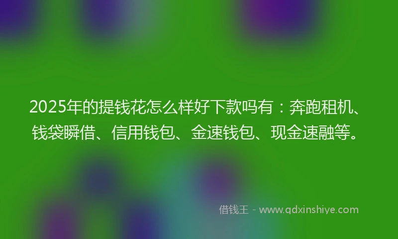 2025年的提钱花怎么样好下款吗有：奔跑租机、钱袋瞬借、信用钱包、金速钱包、现金速融等。