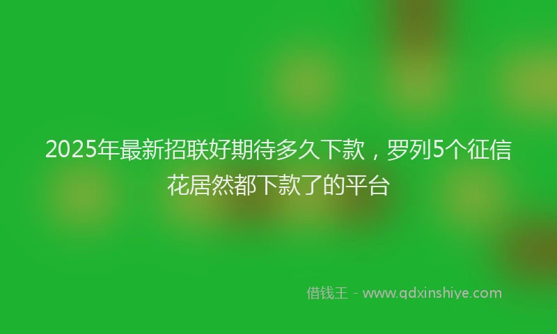 2025年最新招联好期待多久下款，罗列5个征信花居然都下款了的平台