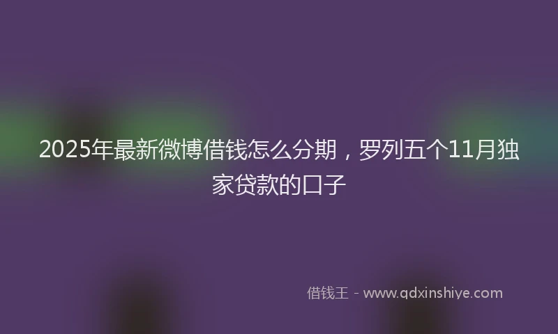 2025年最新微博借钱怎么分期，罗列五个11月独家贷款的口子