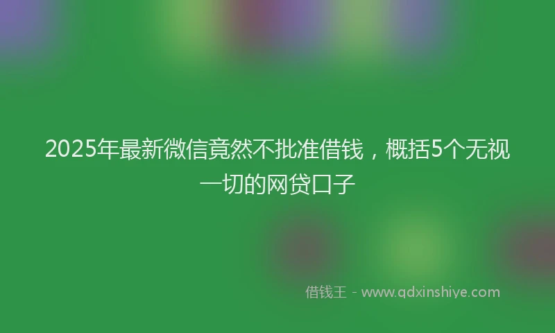 2025年最新微信竟然不批准借钱，概括5个无视一切的网贷口子