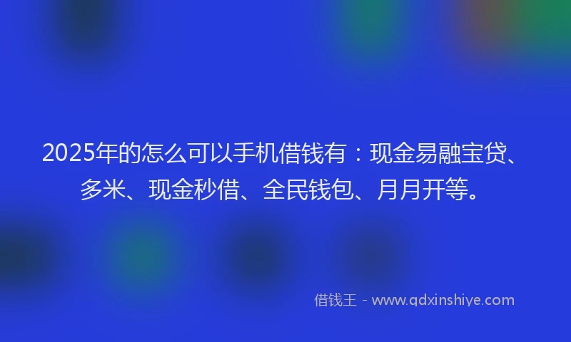 2025年的怎么可以手机借钱有：现金易融宝贷、多米、现金秒借、全民钱包、月月开等。