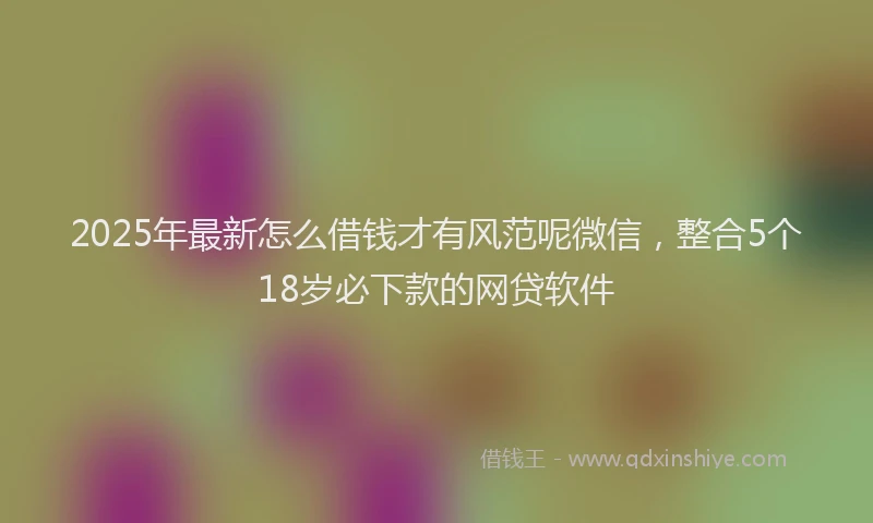 2025年最新怎么借钱才有风范呢微信，整合5个18岁必下款的网贷软件