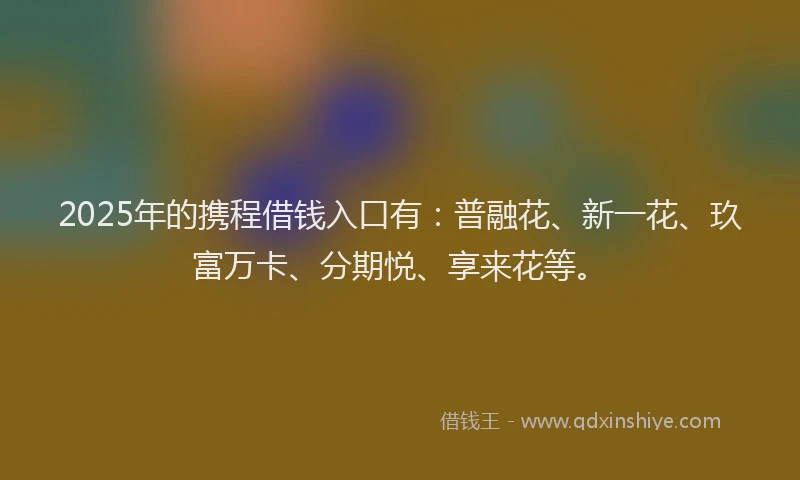 2025年的携程借钱入口有：普融花、新一花、玖富万卡、分期悦、享来花等。