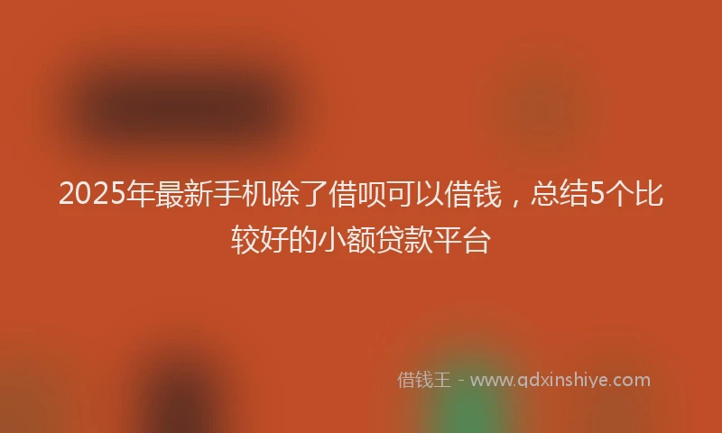 2025年最新手机除了借呗可以借钱，总结5个比较好的小额贷款平台