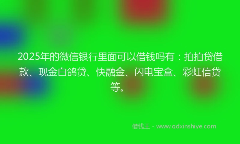 2025年的微信银行里面可以借钱吗有：拍拍贷借款、现金白鸽贷、快融金、闪电宝盒、彩虹信贷等。