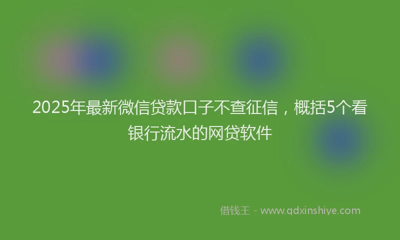 2025年最新微信贷款口子不查征信，概括5个看银行流水的网贷软件