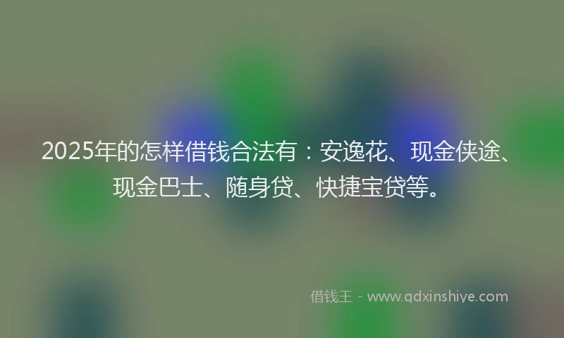 2025年的怎样借钱合法有：安逸花、现金侠途、现金巴士、随身贷、快捷宝贷等。