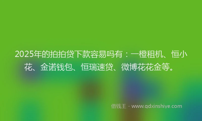 2025年的拍拍贷下款容易吗有：一橙租机、恒小花、金诺钱包、恒瑞速贷、微博花花金等。