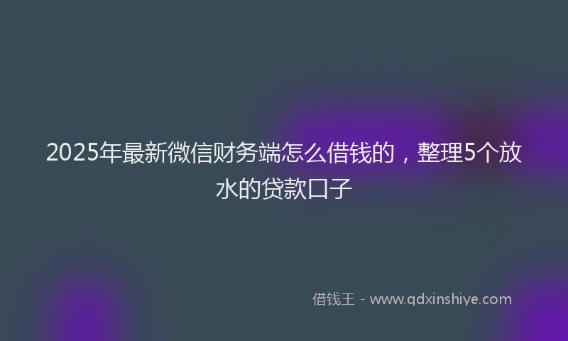 2025年最新微信财务端怎么借钱的，整理5个放水的贷款口子