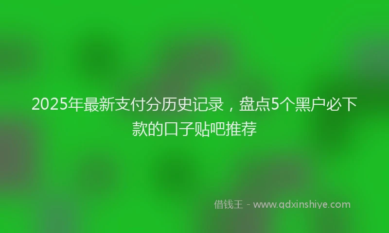 2025年最新支付分历史记录，盘点5个黑户必下款的口子贴吧推荐