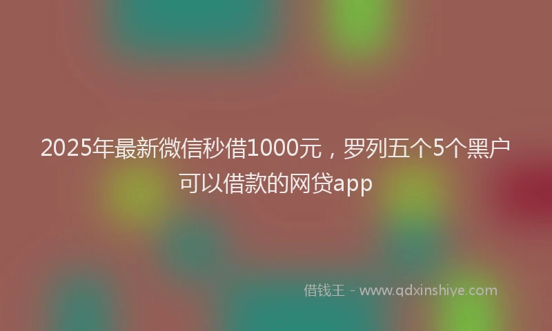 2025年最新微信秒借1000元，罗列五个5个黑户可以借款的网贷app