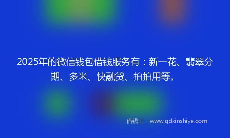 2025年的微信钱包借钱服务有：新一花、翡翠分期、多米、快融贷、拍拍用等。