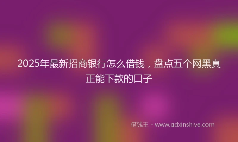 2025年最新招商银行怎么借钱，盘点五个网黑真正能下款的口子