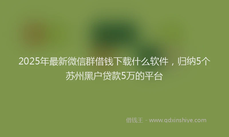 2025年最新微信群借钱下载什么软件，归纳5个苏州黑户贷款5万的平台
