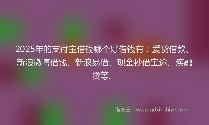 2025年的支付宝借钱哪个好借钱有：爱贷借款、新浪微博借钱、新浪易借、现金秒借宝途、疾融贷等。