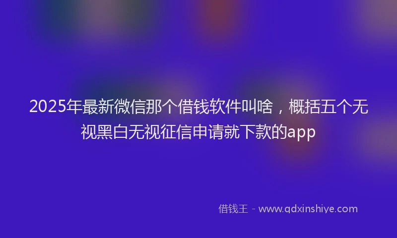 2025年最新微信那个借钱软件叫啥，概括五个无视黑白无视征信申请就下款的app