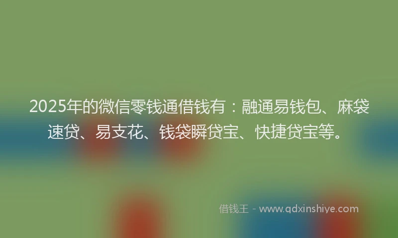 2025年的微信零钱通借钱有：融通易钱包、麻袋速贷、易支花、钱袋瞬贷宝、快捷贷宝等。