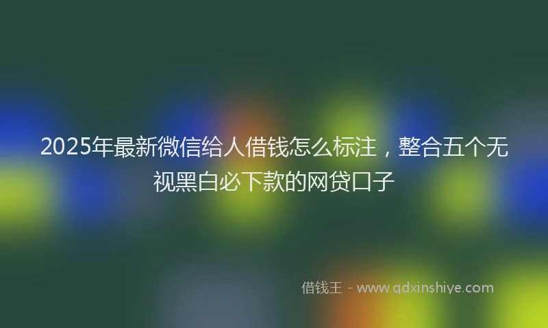 2025年最新微信给人借钱怎么标注，整合五个无视黑白必下款的网贷口子