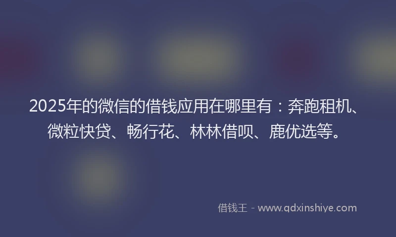 2025年的微信的借钱应用在哪里有：奔跑租机、微粒快贷、畅行花、林林借呗、鹿优选等。