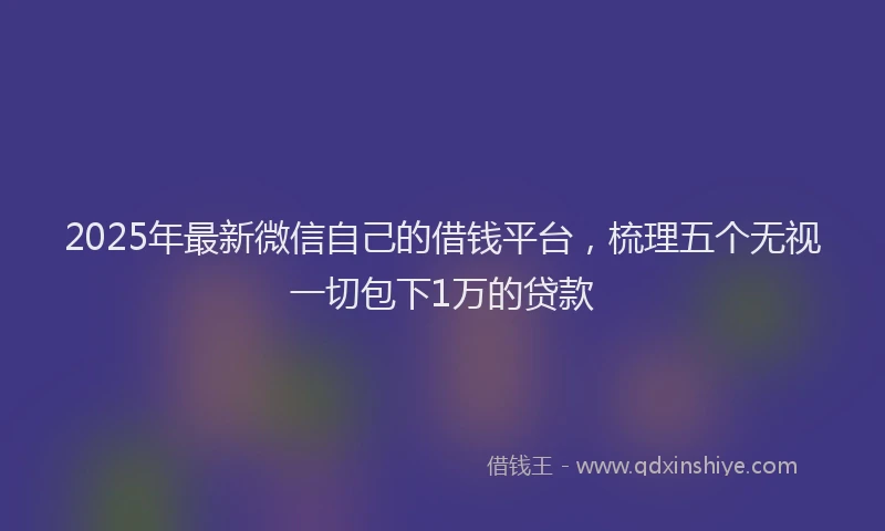 2025年最新微信自己的借钱平台，梳理五个无视一切包下1万的贷款