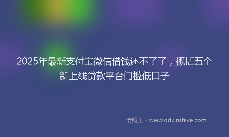 2025年最新支付宝微信借钱还不了了，概括五个新上线贷款平台门槛低口子