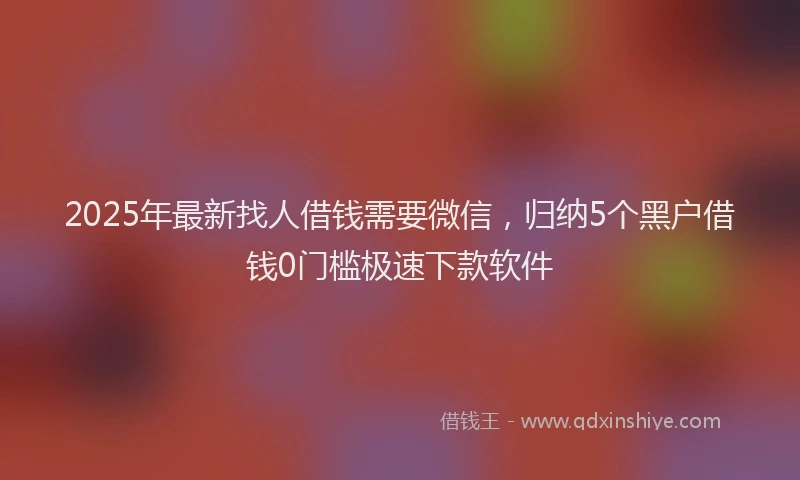2025年最新找人借钱需要微信，归纳5个黑户借钱0门槛极速下款软件