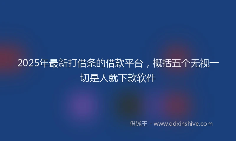 2025年最新打借条的借款平台，概括五个无视一切是人就下款软件