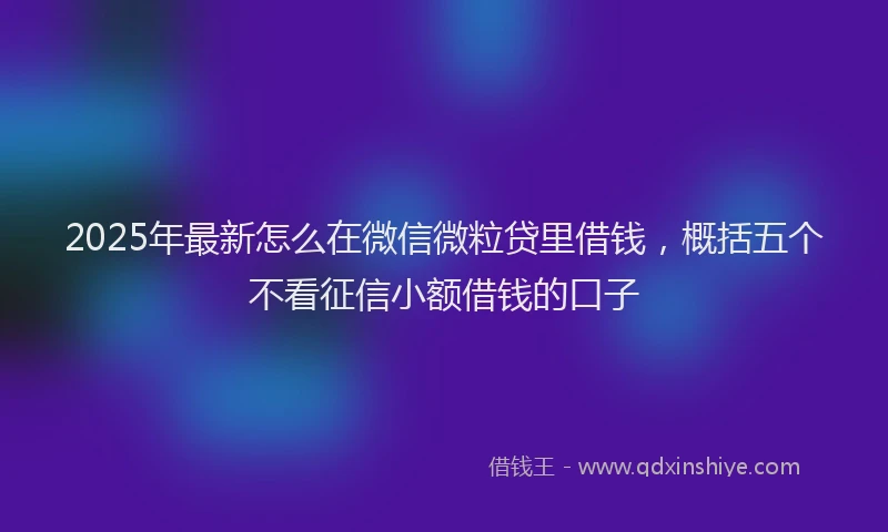 2025年最新怎么在微信微粒贷里借钱，概括五个不看征信小额借钱的口子