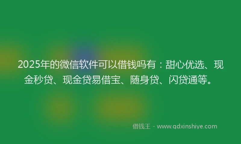 2025年的微信软件可以借钱吗有：甜心优选、现金秒贷、现金贷易借宝、随身贷、闪贷通等。