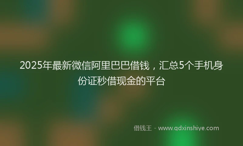 2025年最新微信阿里巴巴借钱，汇总5个手机身份证秒借现金的平台