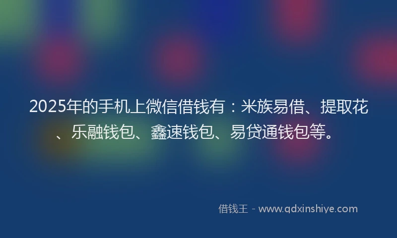 2025年的手机上微信借钱有：米族易借、提取花、乐融钱包、鑫速钱包、易贷通钱包等。
