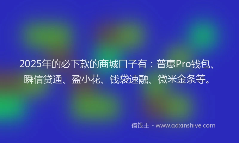 2025年的必下款的商城口子有：普惠Pro钱包、瞬信贷通、盈小花、钱袋速融、微米金条等。